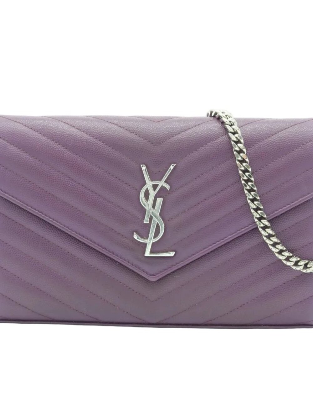 Saint Laurent Cassandre WOC – Purple Chevron Leather (Pre-Owned)
